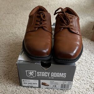 Boys Brown Leather Derby Lace-Up Dress Shoes